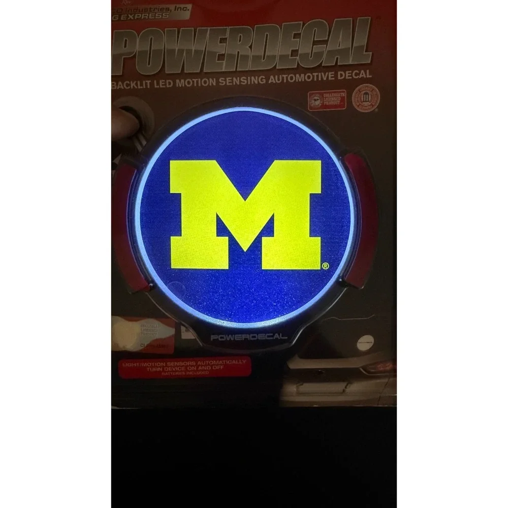 Rico Ind. PowerDecal Michigan Wolverines NCAA Backlit LED Decal Tag Express NOS